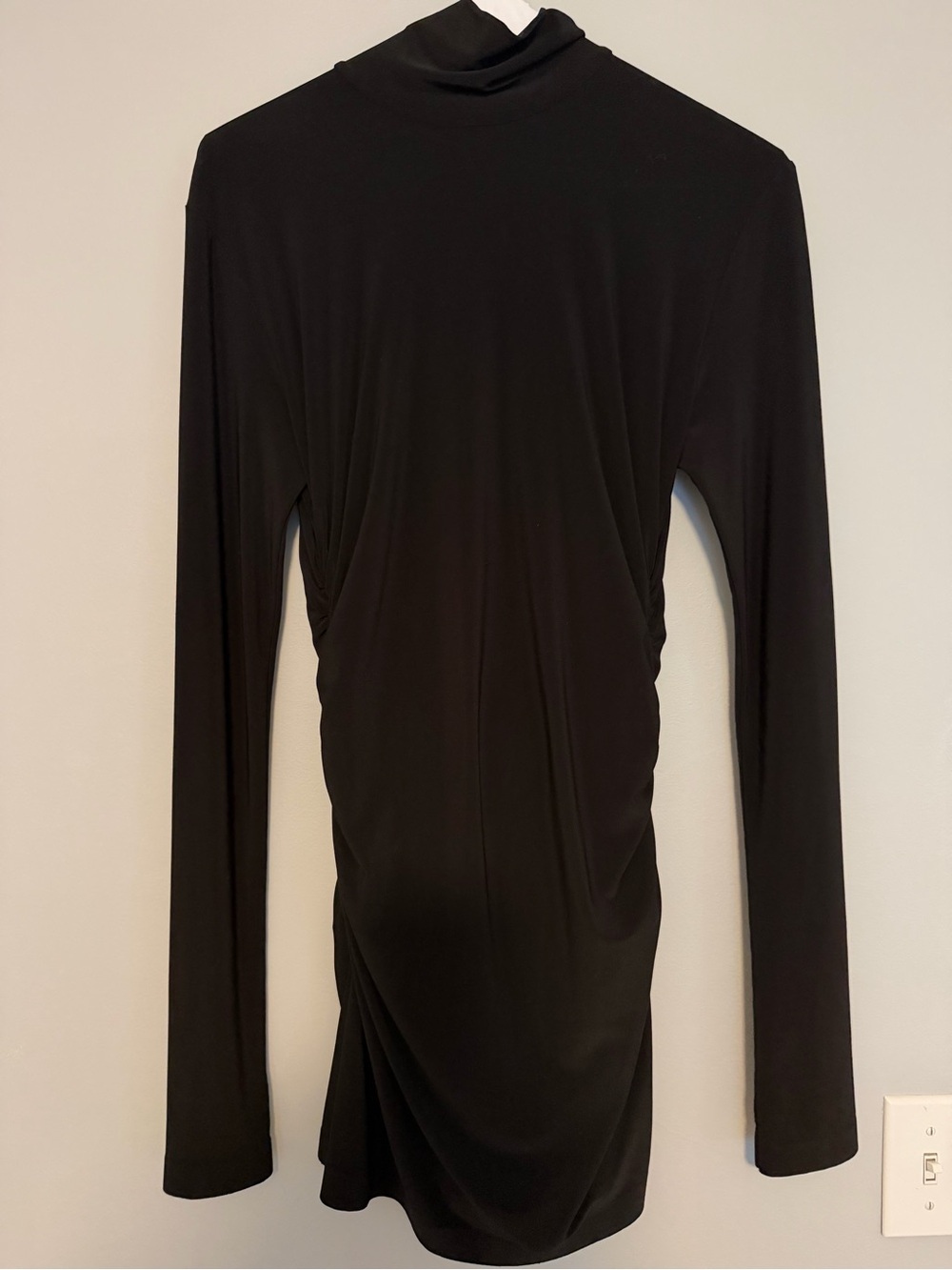 Norma Kamali Black Long-Sleeve Draped Turtleneck Dress